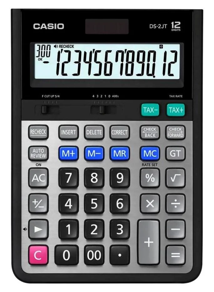 Premium 12-Digit Desktop Calculator Large Display Professional Office Accounting Tool (Grey, 1 Unit) cokr2