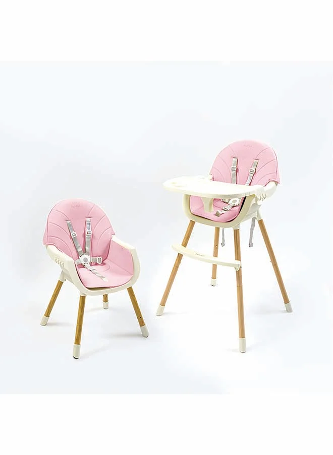 Nurtur 2-in-1 Adjustable Wooden High Chair with Padded Cushioning and Detachable Tray (Pink, Infant) fkoe8