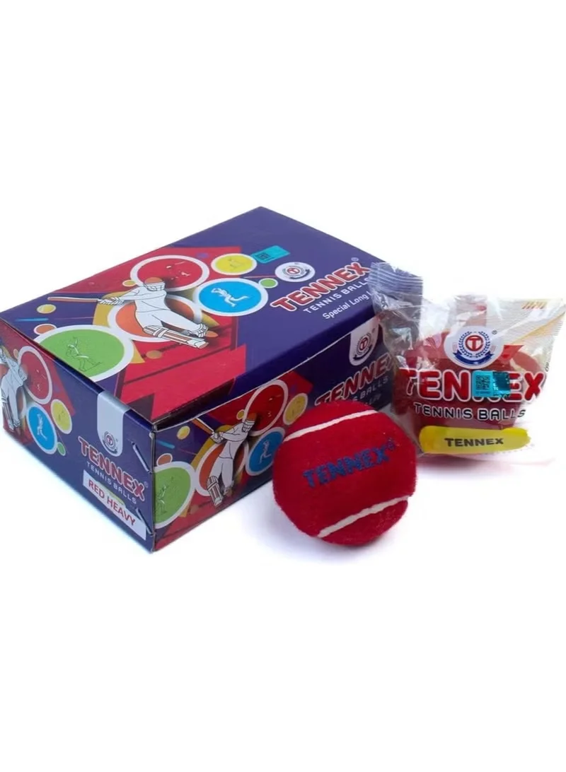 Tennex Heavy Cricket Tennis Ball Set Professional Training Practice Balls (Red, 6-Piece) equc2