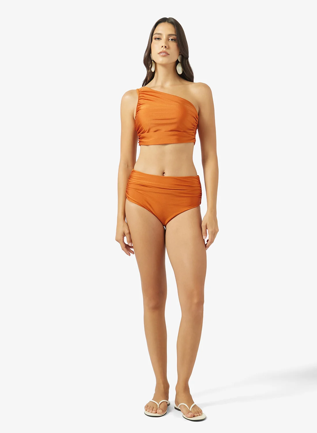 Soleira One Shoulder Bikini Set Premium Stretch Swimwear for Women (Solid, Medium) pk7i2
