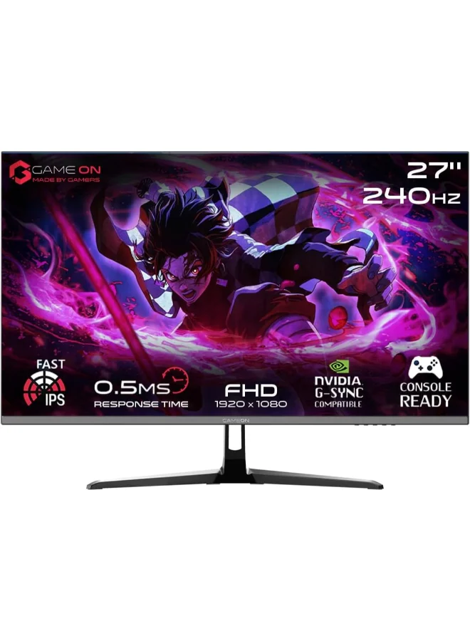GAMEON 27-inch FHD IPS Gaming Monitor 240Hz 0.5ms HDR10 Professional E-sports Display (Black, 27-inch) e515t