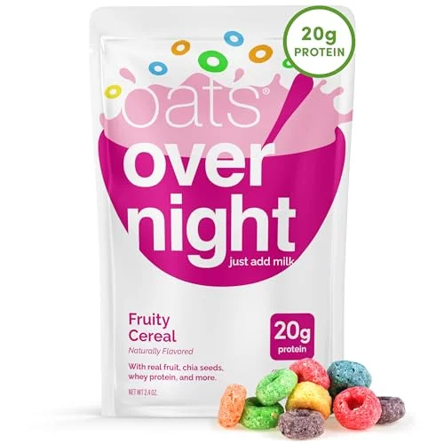 Premium Fruity Overnight Oats Protein Breakfast Shake (Gluten-Free, Non-GMO, 20g Protein, 8 Pack, 737g) agr15
