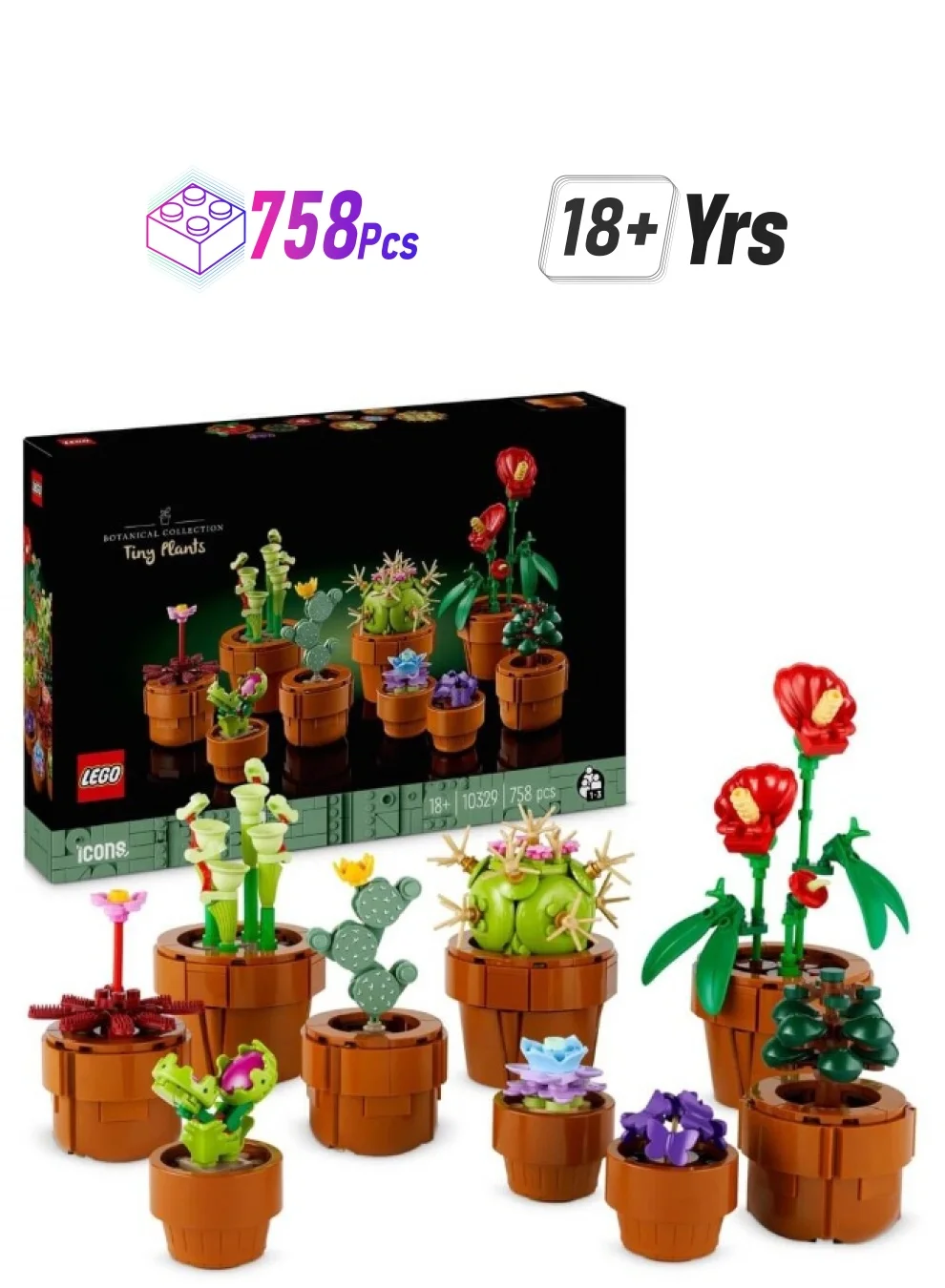 Building Blocks Tiny Plants Botanical Building Set (Premium Plastic Construction) (758 Pieces) cd087
