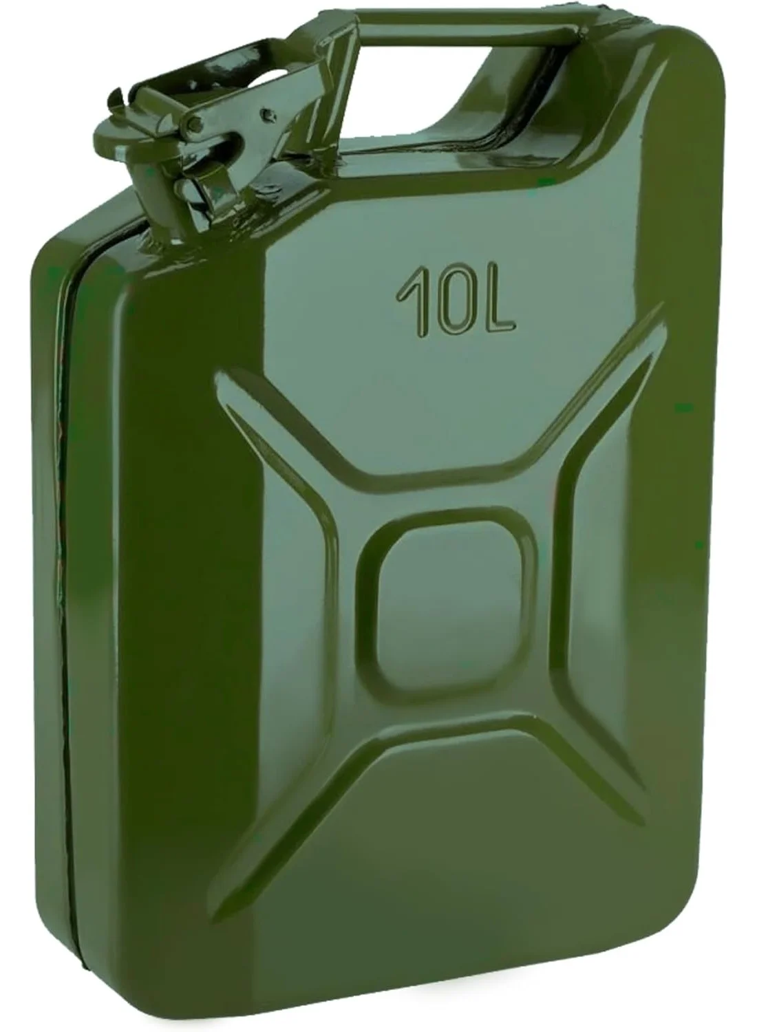 Trezvo Metal Jerry Can Fuel Storage Container Heavy-Duty Steel with Flexible Spout (Green, 10 L) wf6yk