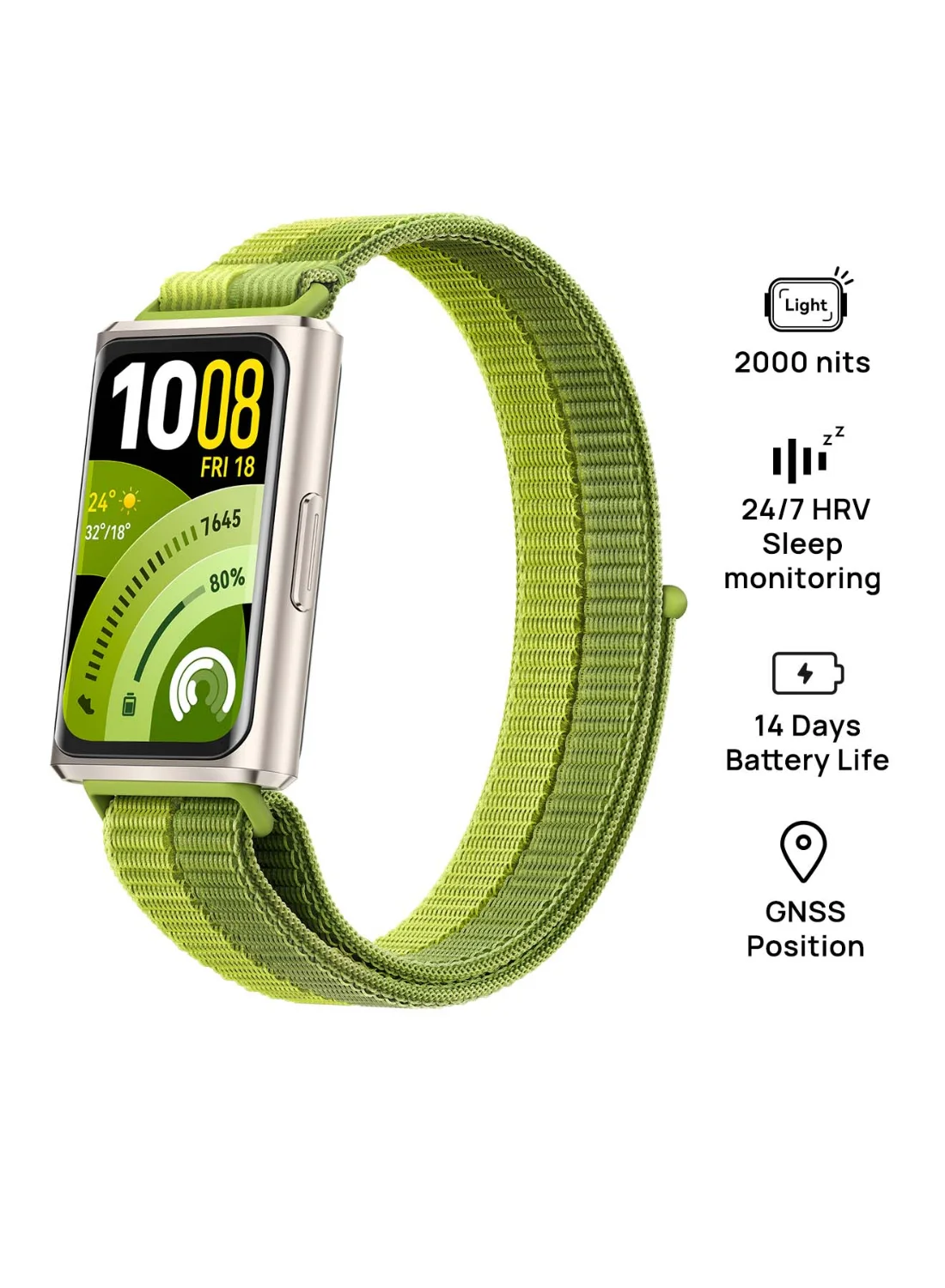 Smart Band 11 Pro Fitness Tracker, GNSS Positioning & Sleep Monitoring, Ultra-Slim Design, Compatible with iOS & Android (Green, 44 mm) 4y1ce