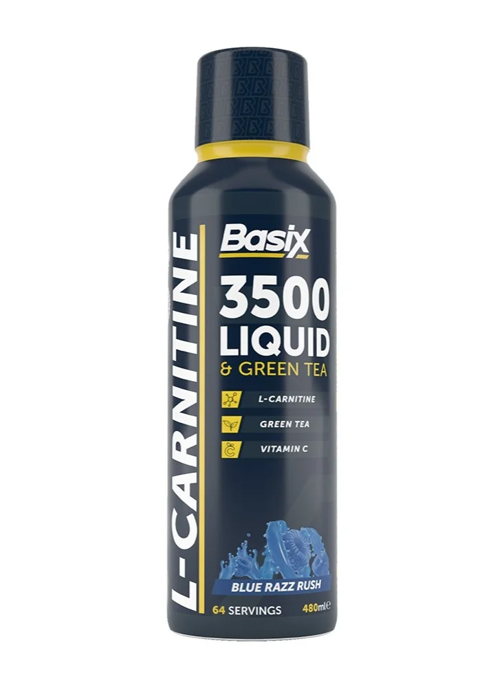 Basix L-Carnitine & Green Tea Liquid Supplement (Blue Razz Rush, 480 mL) num2x