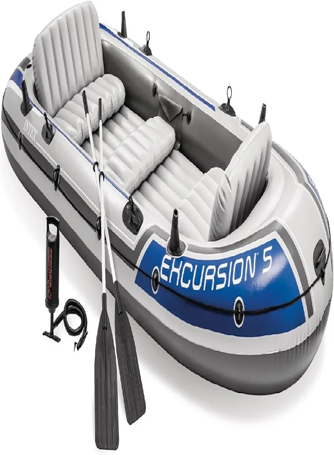 Premium Inflatable Fishing Boat Set with Deluxe 54in Oars and High-Output Pump (SuperTough PVC, Adjustable Seats, Fishing Rod Holders) 9nhwl