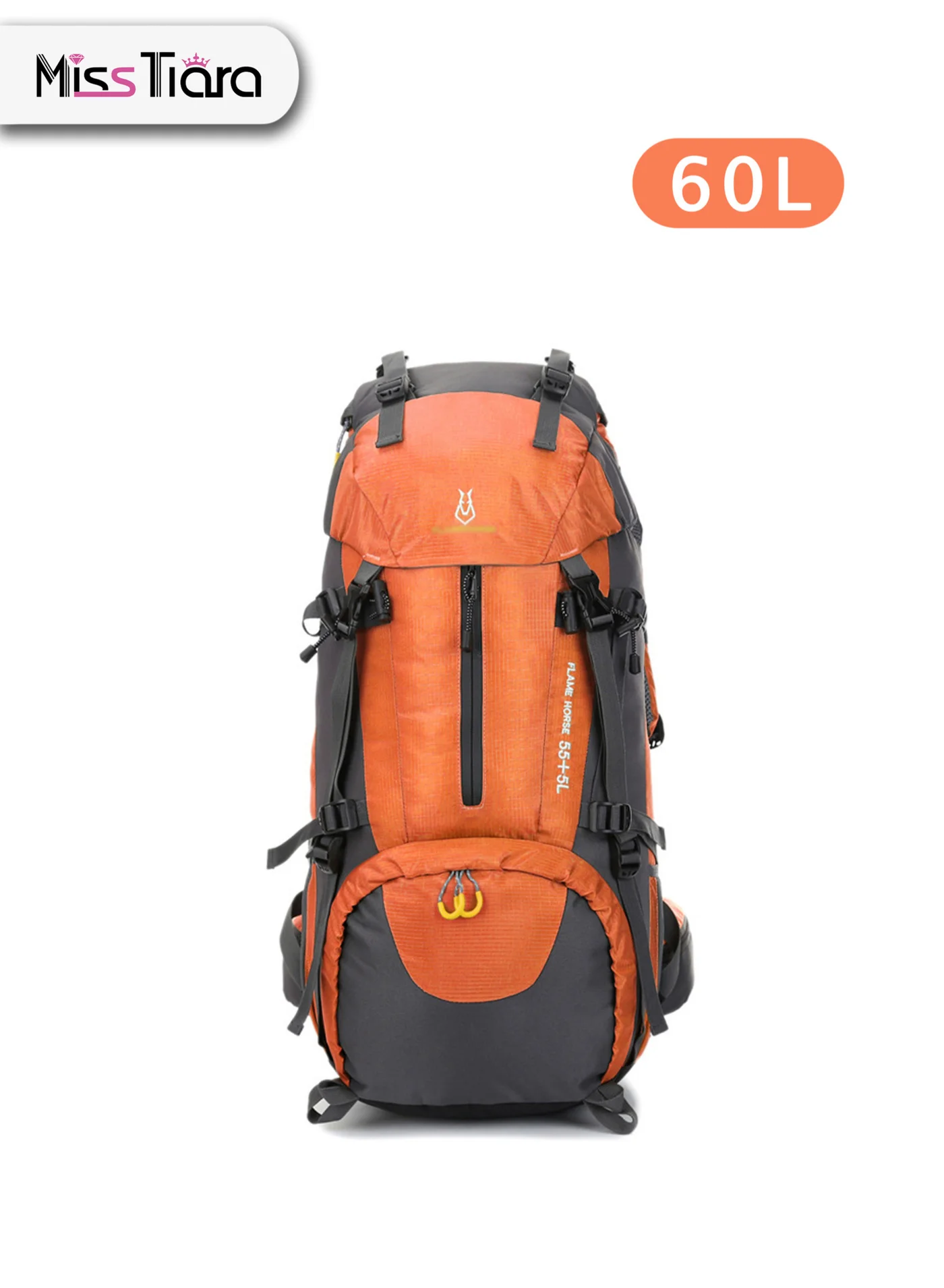 MissTiara 60L High-Capacity Waterproof Outdoor Camping Hiking Backpack (Nylon, With Shoe Compartment) kzxa6