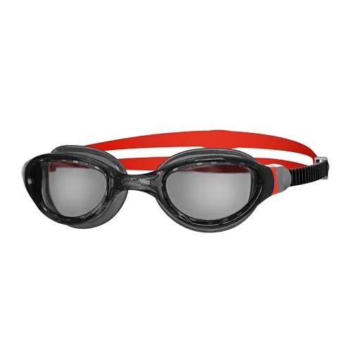 Zoggs Phantom 20 Swimming Goggles Wide Vision UV Protection Anti-Fog Lens (Unisex, Adult, Black Red) hkb2r