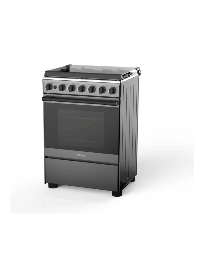 Premium 4-Burner Gas Cooking Range Freestanding Stove with Cast Iron Grates (Matte Gray, 60x60 cm) eofau