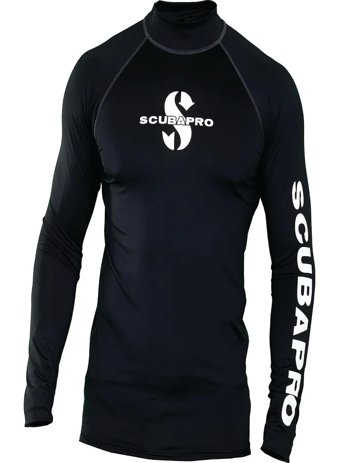 Premium Long Sleeve Rash Guard UPF 50 Sun Protection Swim Shirt for Men (Black, X-Large) b2r9g