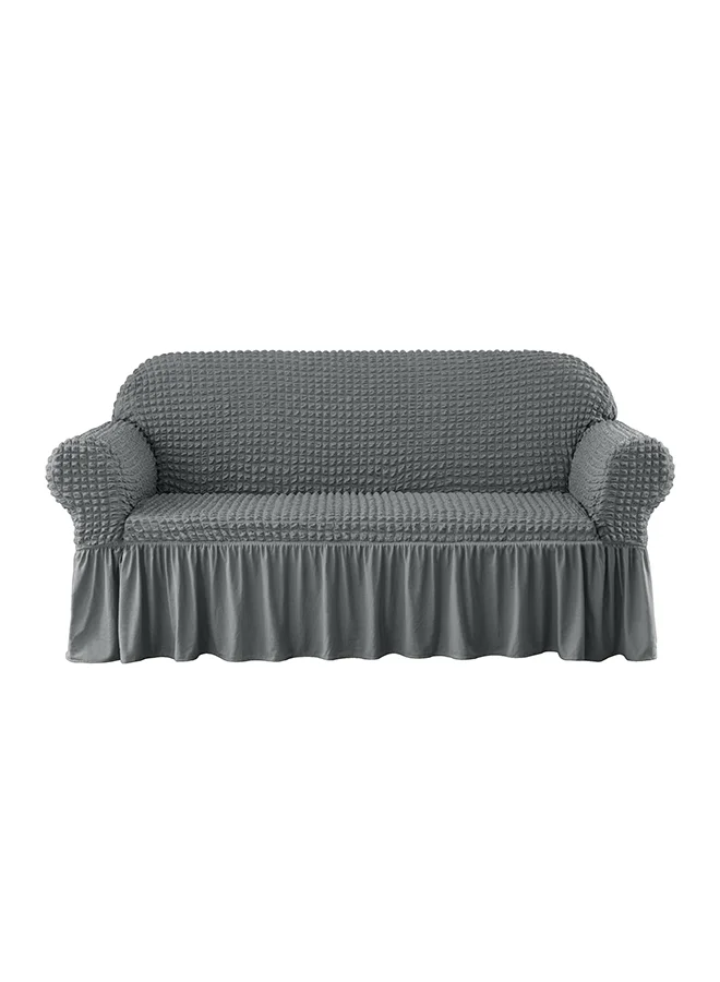Fabienne 3-Seater Sofa Slipcover Premium Bubble Texture Fabric Furniture Protector (Grey, 26x14x40 cm) pla5m