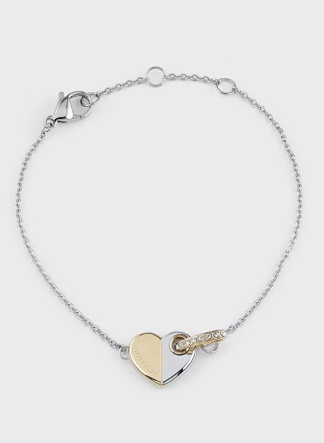 Premium Heart Charm Chain Bracelet for Women Elegant Jewelry Accessory (Gold Tone, 18 cm) nlugh