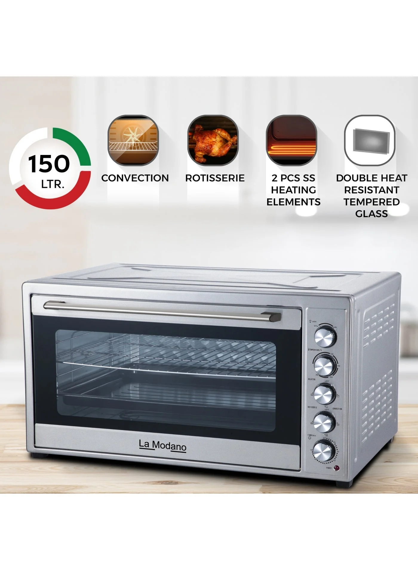 La Modano Electric Oven Large Capacity Convection & Rotisserie Countertop Oven (2800W, 150L) hef57