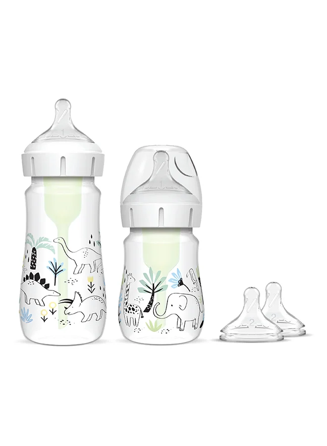 Premium Anti-Colic Baby Feeding Sampler Kit with Internal Vent System (1x270 mL & 1x150 mL, 2 Nipples, 1 Brush) e7swk