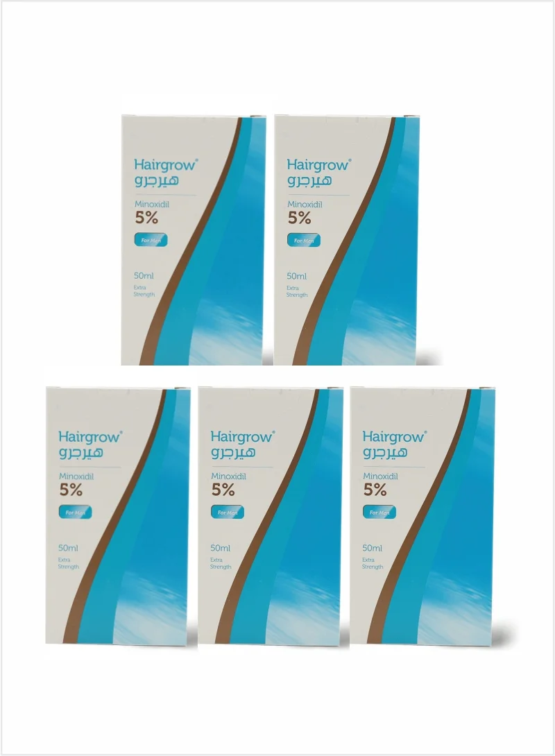 Dar Al Dawa Hairgrow 5% Topical Solution for Thinning-Prone Hair (50 mL, Pack of 5) pvlxg