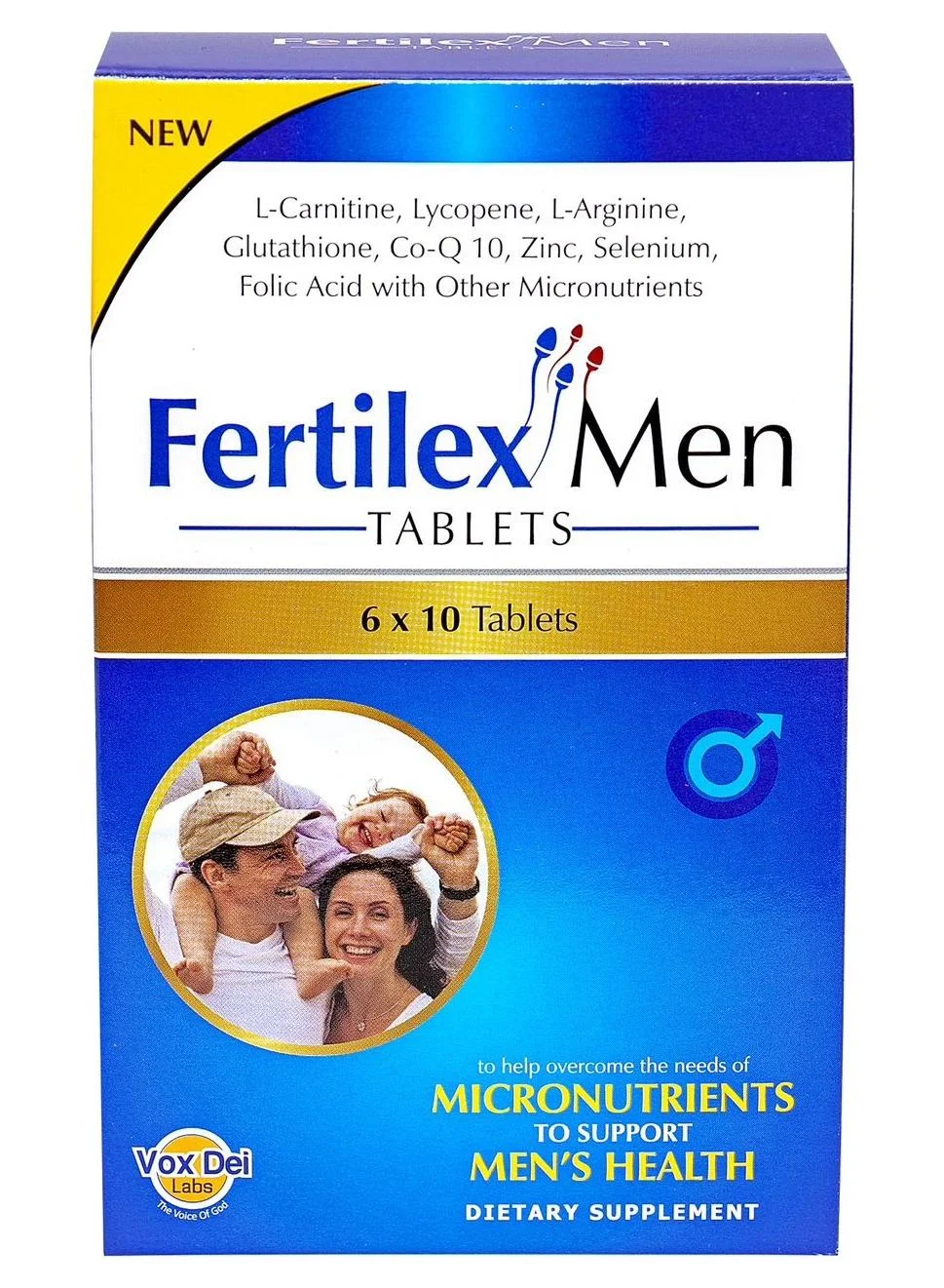 Vox Dei Labs Fertilex Men Multivitamin Supplement with L-Carnitine and Zinc (60 Tablets) wrg0o