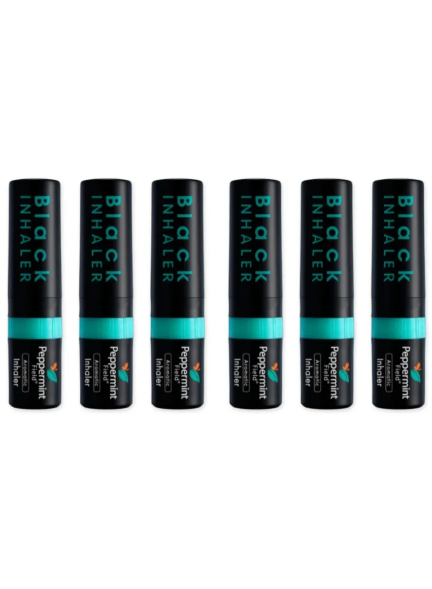 Peppermint Field Aromatics Nasal Inhaler Premium Refreshing Essential Oil Blend (Black, 6 x 2 mL) 86qyz