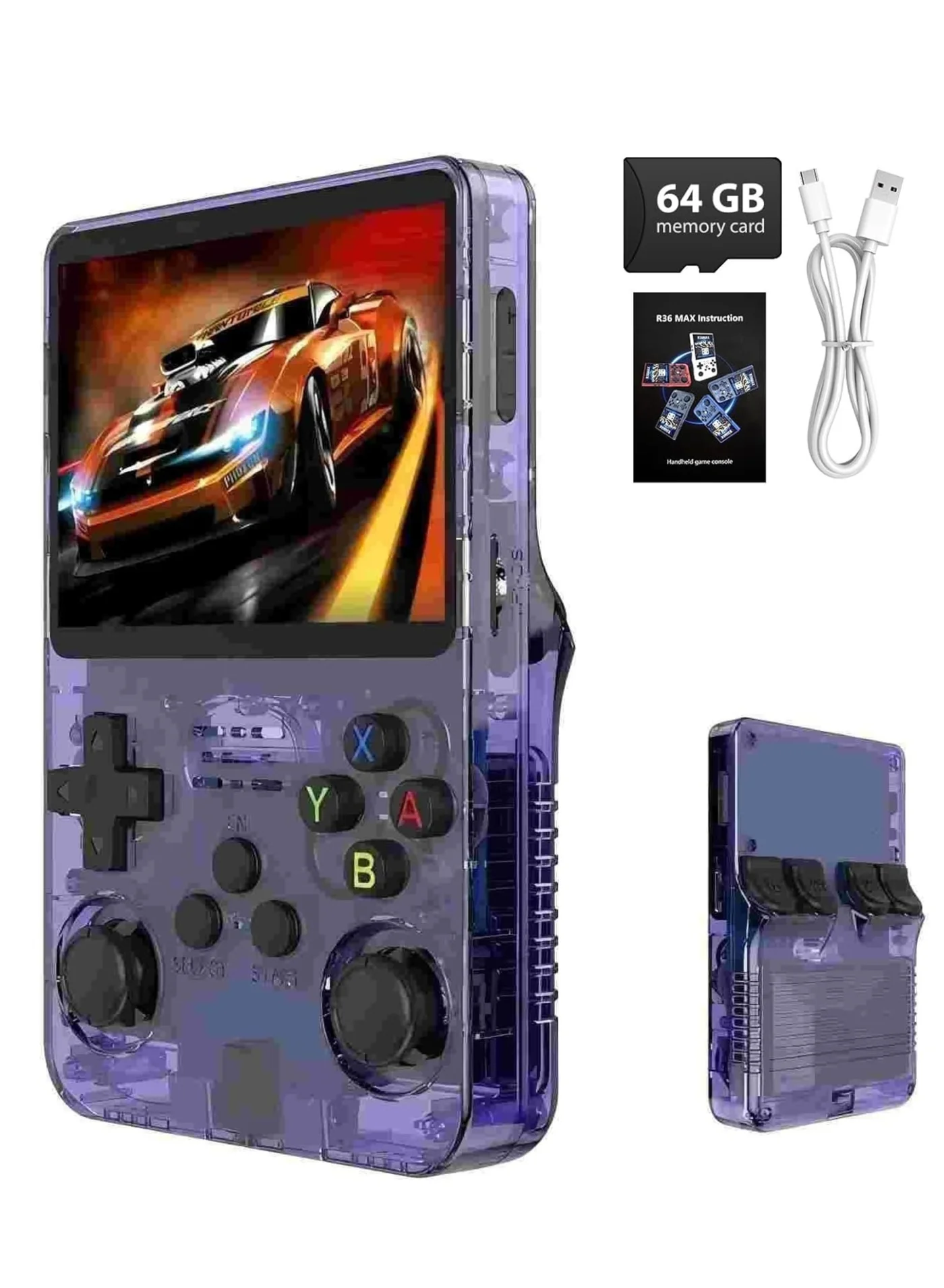 HIPOP Handheld Game Console 3.5 Inch IPS Screen Portable Retro Gaming Device with 64GB Storage and Dual 3D Joysticks (64GB) bi7xh