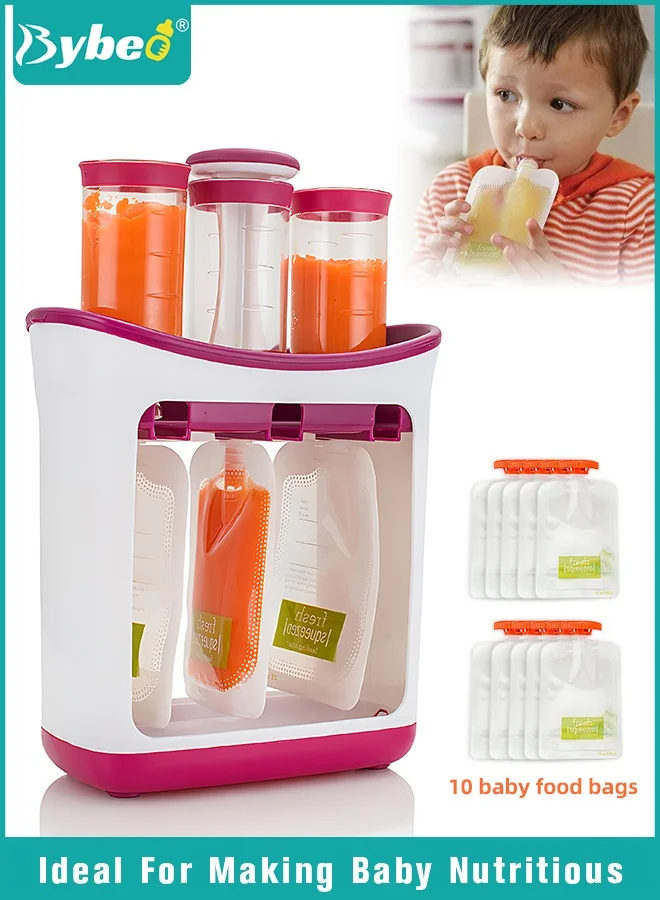 Bybeo Homemade Baby Food Squeeze Station with 10 Reusable Pouches and 3 Dispensers (BPA-Free, Dishwasher Safe) nn8nn