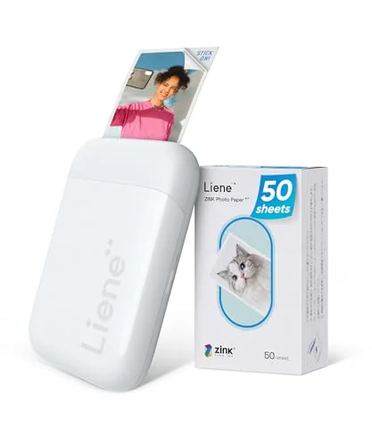Portable Instant Photo Printer with 50 Adhesive Zink Paper Sheets (White, 5 cm x 7.6 cm) a8lgw