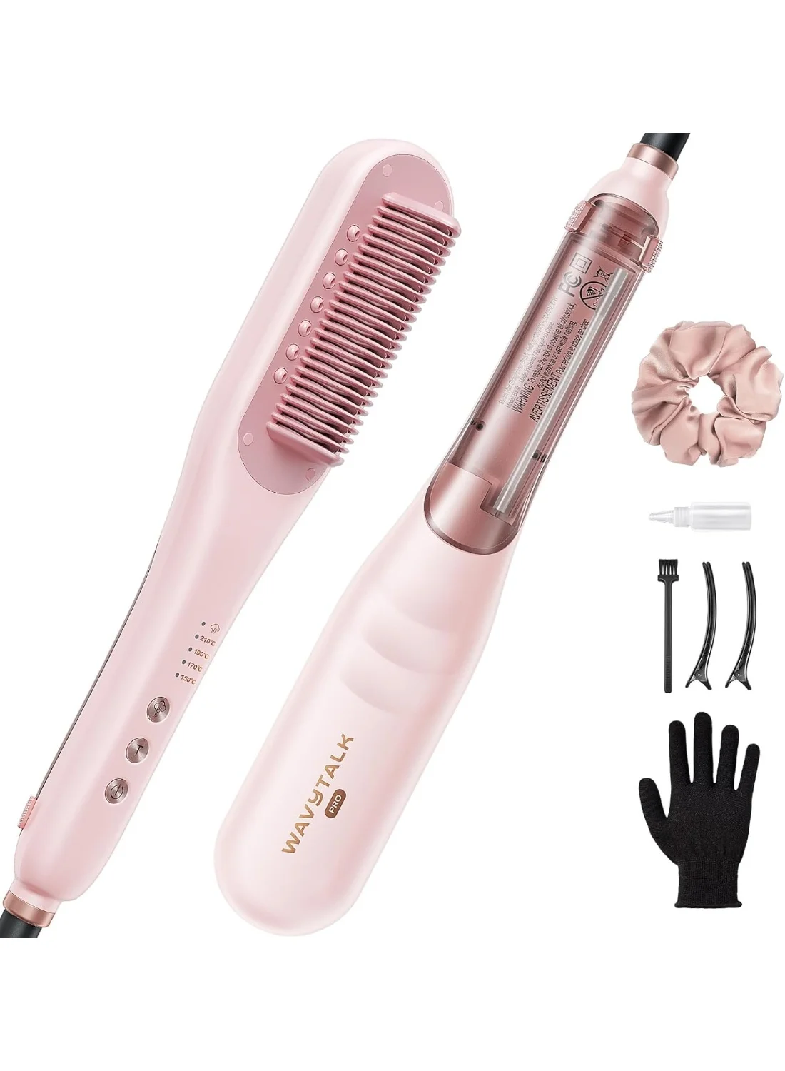 Wavytalk 3-in-1 Ionic Steam Hair Straightener Brush Professional Styling Tool for All Hair Types (Black) 34fzw