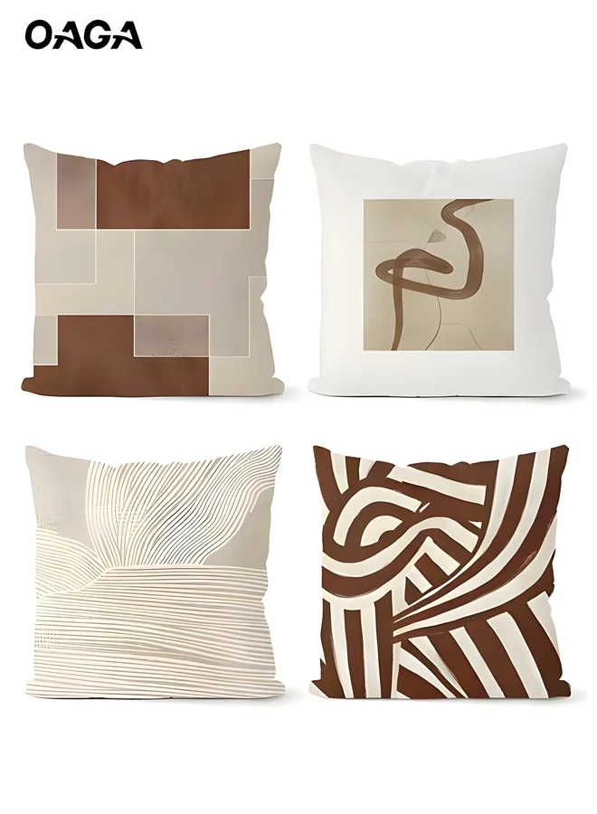 OAGA Abstract Modern Decorative Cushion Covers Set of 4 (Double-Sided Pattern, 45cm x 45cm) 6ycex