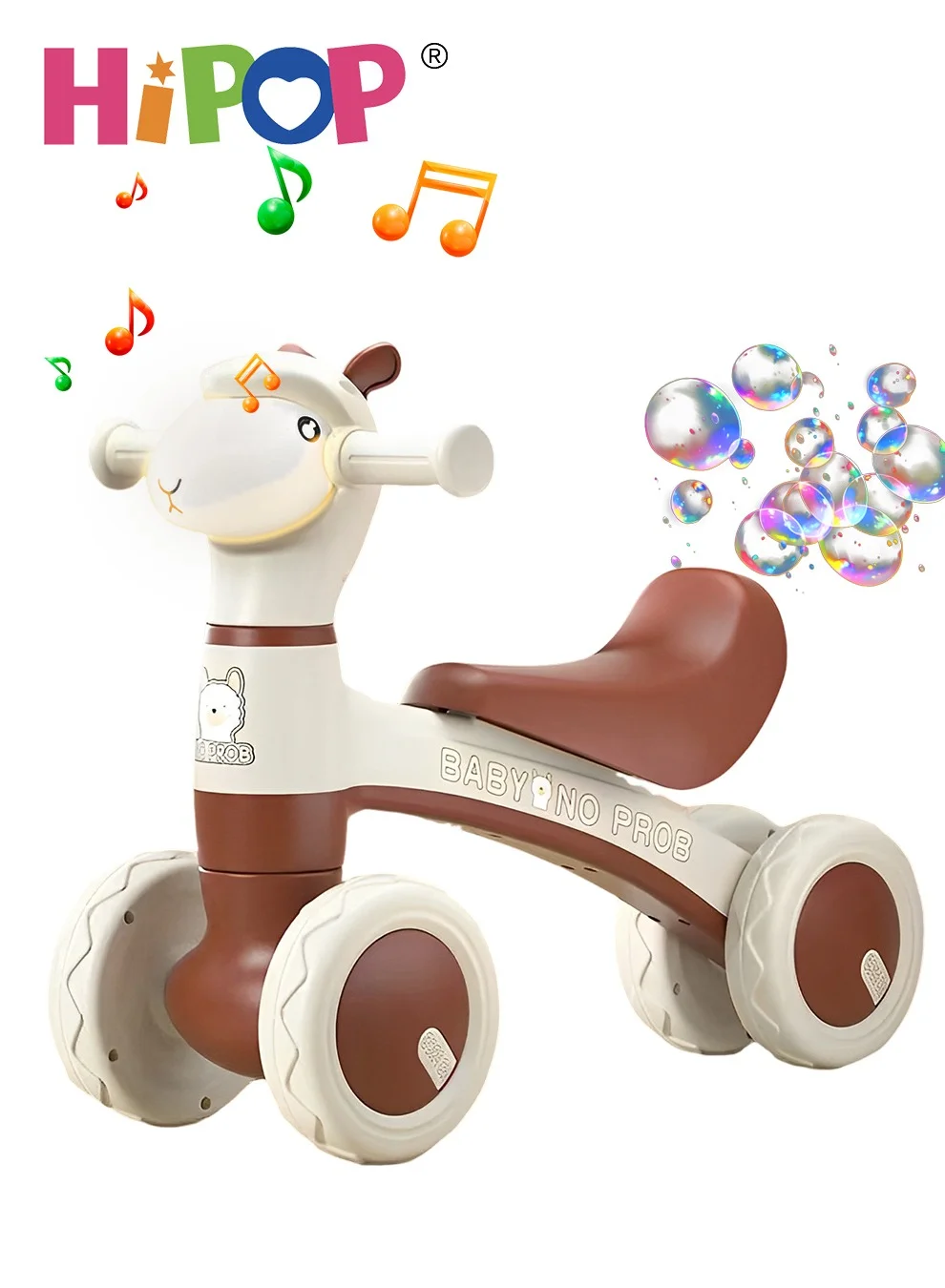 HIPOP Kids Ride-On Balance Car with Bubble Spray, LED Lights and Music (Multicolor, 60 cm) c6h3o