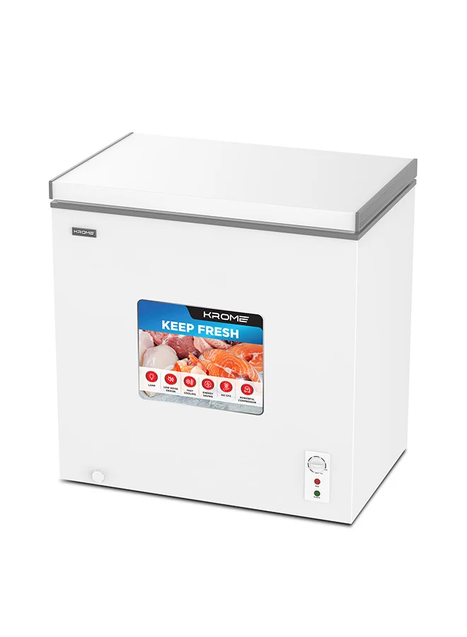 Krome Chest Freezer Single Door Premium Cooling Storage (White, 300L) ff5gf