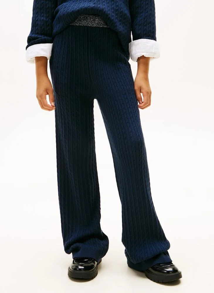 Premium Cable Knit Sweater Pants for Youth Comfortable Casual Winter Trousers (Solid, 140 cm) e5eoe