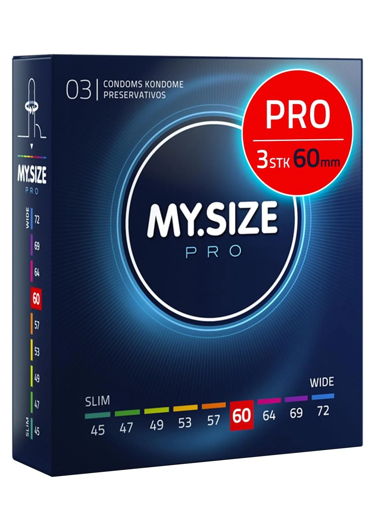 My Size Pro Ultra Thin Latex Condoms Premium Comfort Fit (60 mm Width, 3 Pack) ijg24