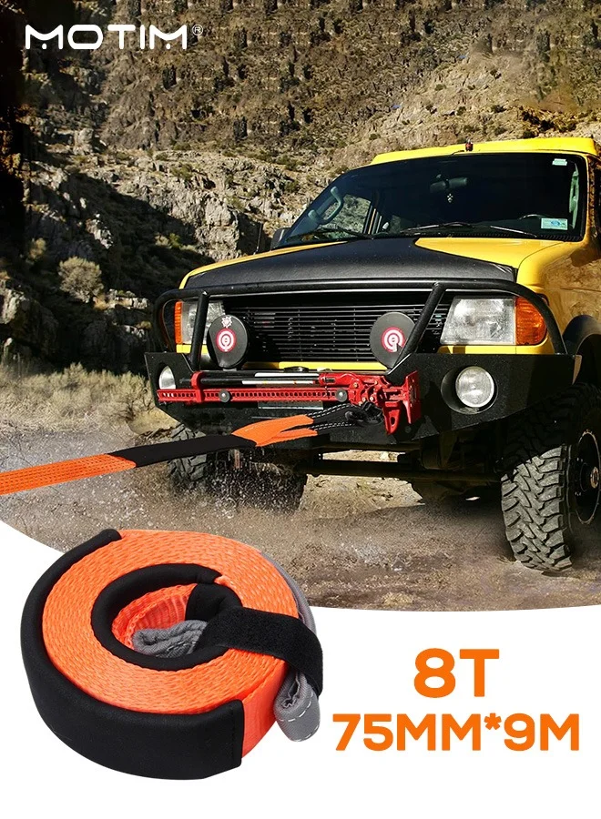 Motim Heavy Duty Kinetic Recovery Rope, Premium Offroad Tow Strap for SUV and Truck (Black, 9 Meters, 8 Ton) cw1jb