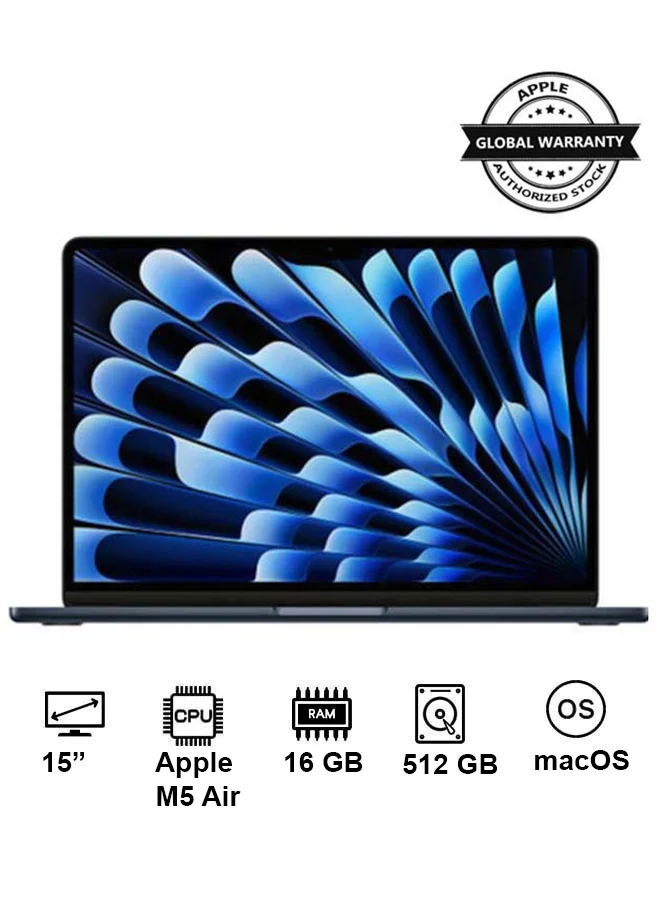 Premium Smart Laptop Air 15-Inch Display (16GB RAM, 512GB SSD, Midnight) High-Performance Professional Notebook jmfad