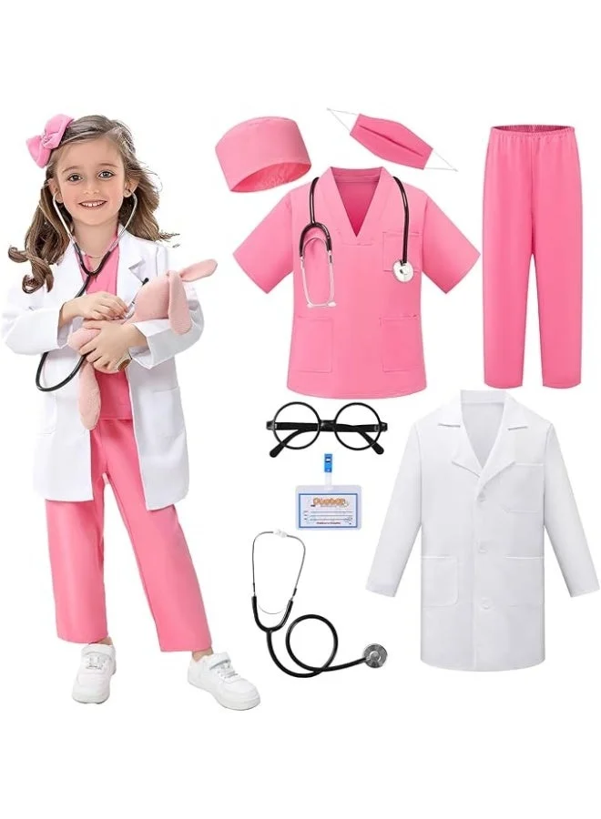 Arabest Kids Doctor Costume Set with Stethoscope and Medical Gown for Role Play and Halloween (One Size) vos88