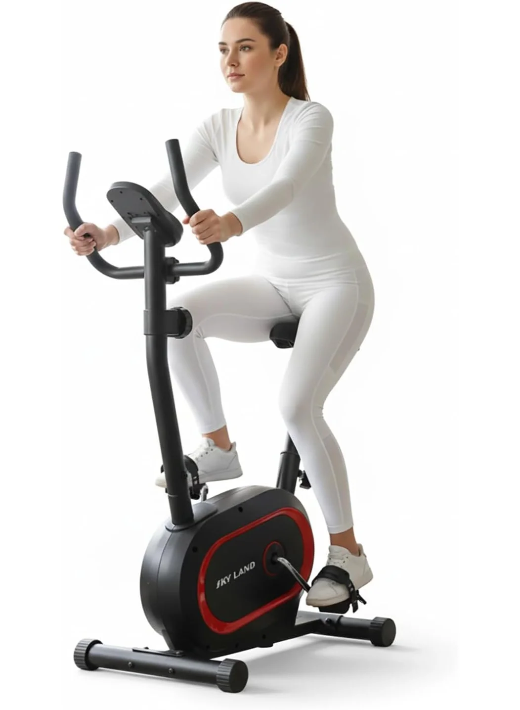 Sky Land Upright Exercise Bike with 8-Level Magnetic Resistance and LCD Monitor (4kg Flywheel, 100kg Capacity) 8cj74