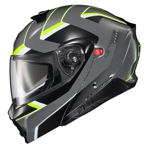 Premium Transformer Modular Motorcycle Helmet Bluetooth Ready Dual Visor Safety Certified (Morph GreyHiViz, Medium) dd13y