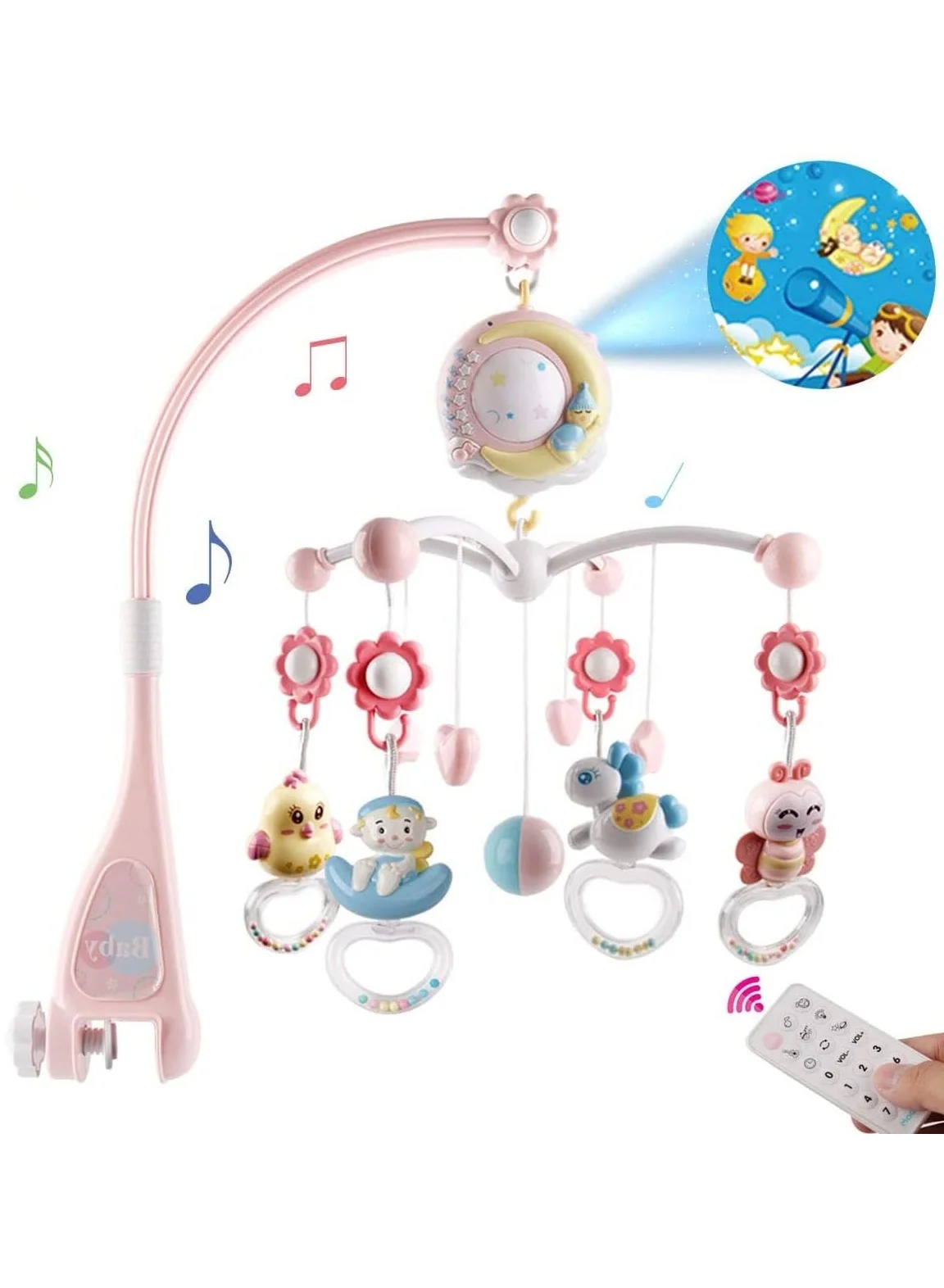 Mini Tudou Musical Crib Mobile with Projector and Night Light (360 Degree Rotating, Infants, Newborn Gift) afxcb