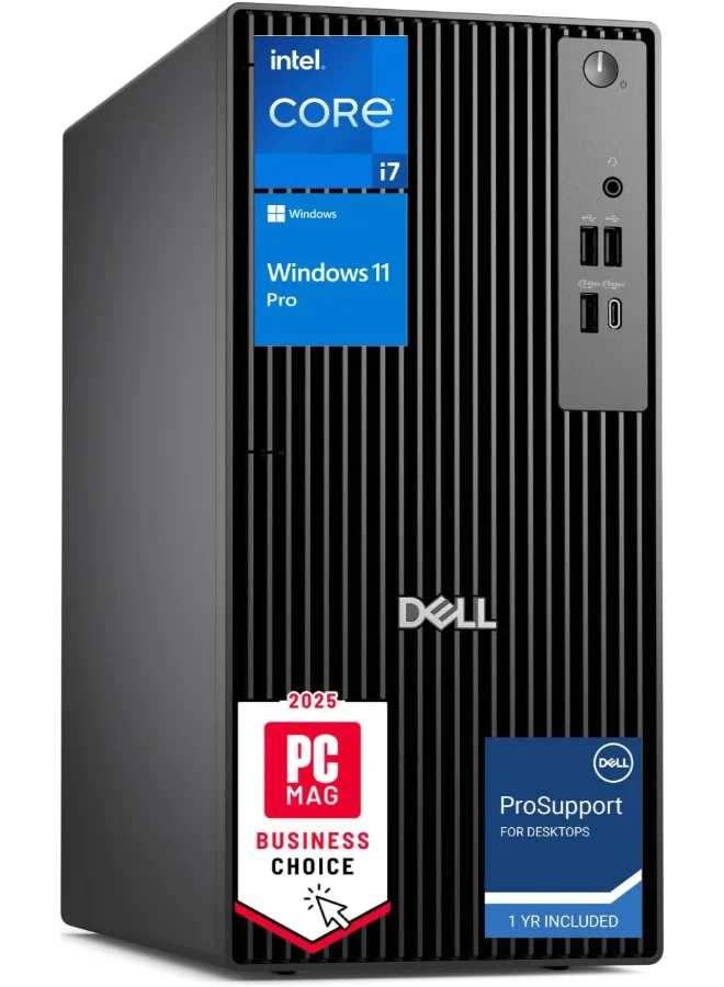 Pro Tower QCT1250 Desktop Computer, 14th Gen i7 Processor, 16GB DDR5 RAM, 512GB SSD, Windows 11 Pro, English Keyboard & Mouse (Black) 9pd2r