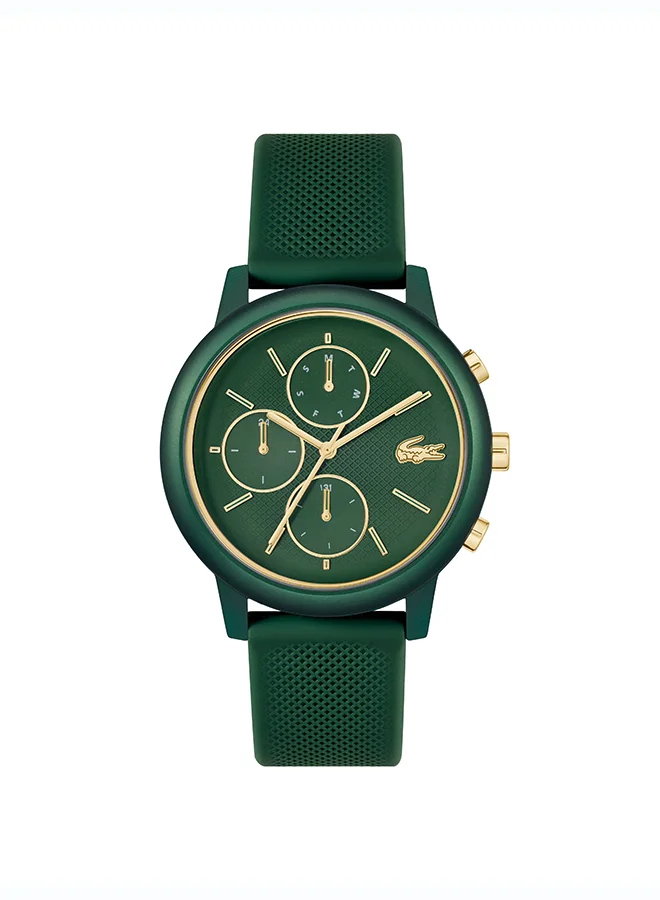 Premium Analog Quartz Wristwatch with Green Dial and Silicone Strap for Men (42mm) nhx4y