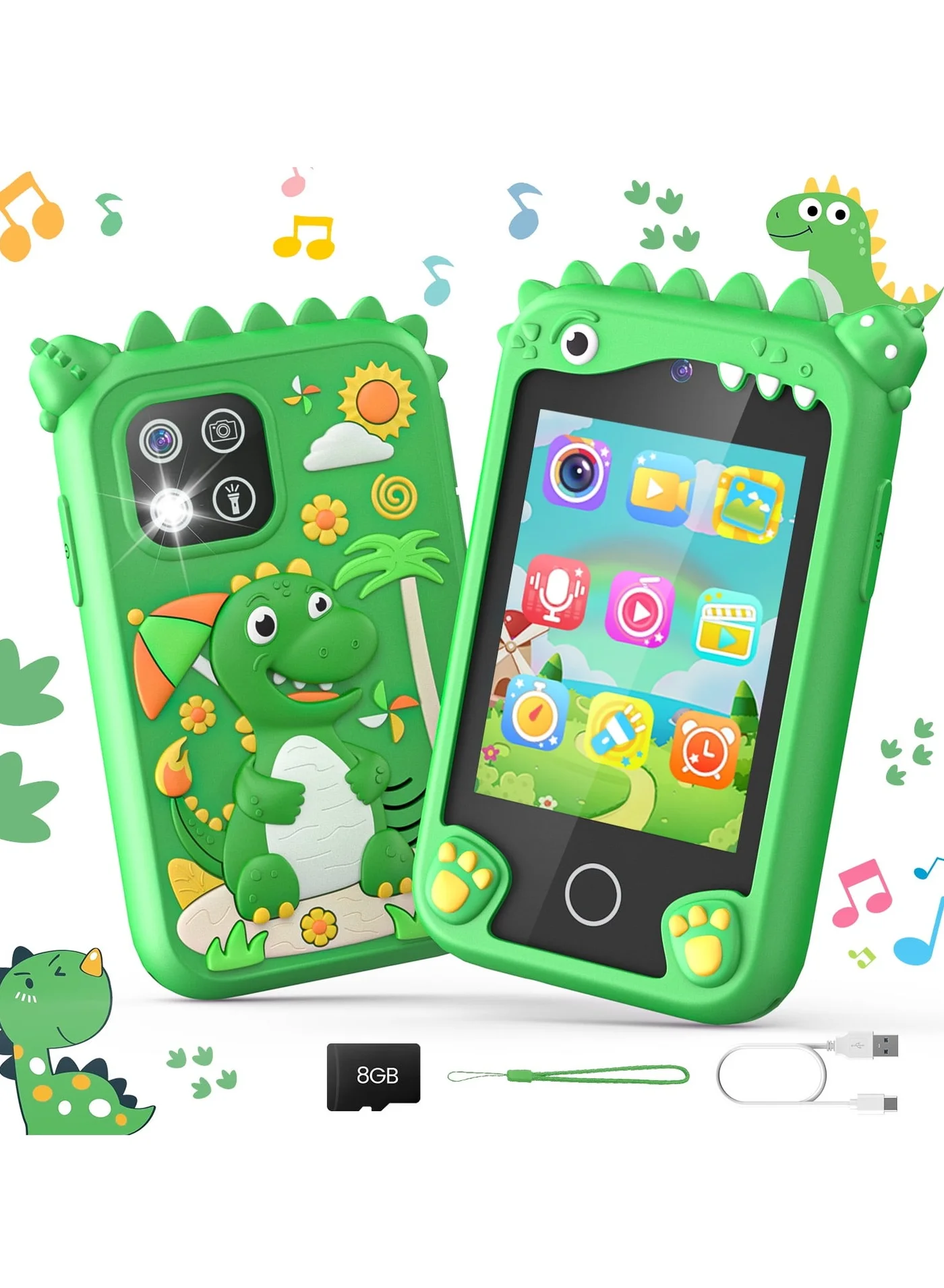 EVEREEN Kids Educational Smartphone Toy with Built-in Camera and 8GB TF Card (Green) 8yh2m