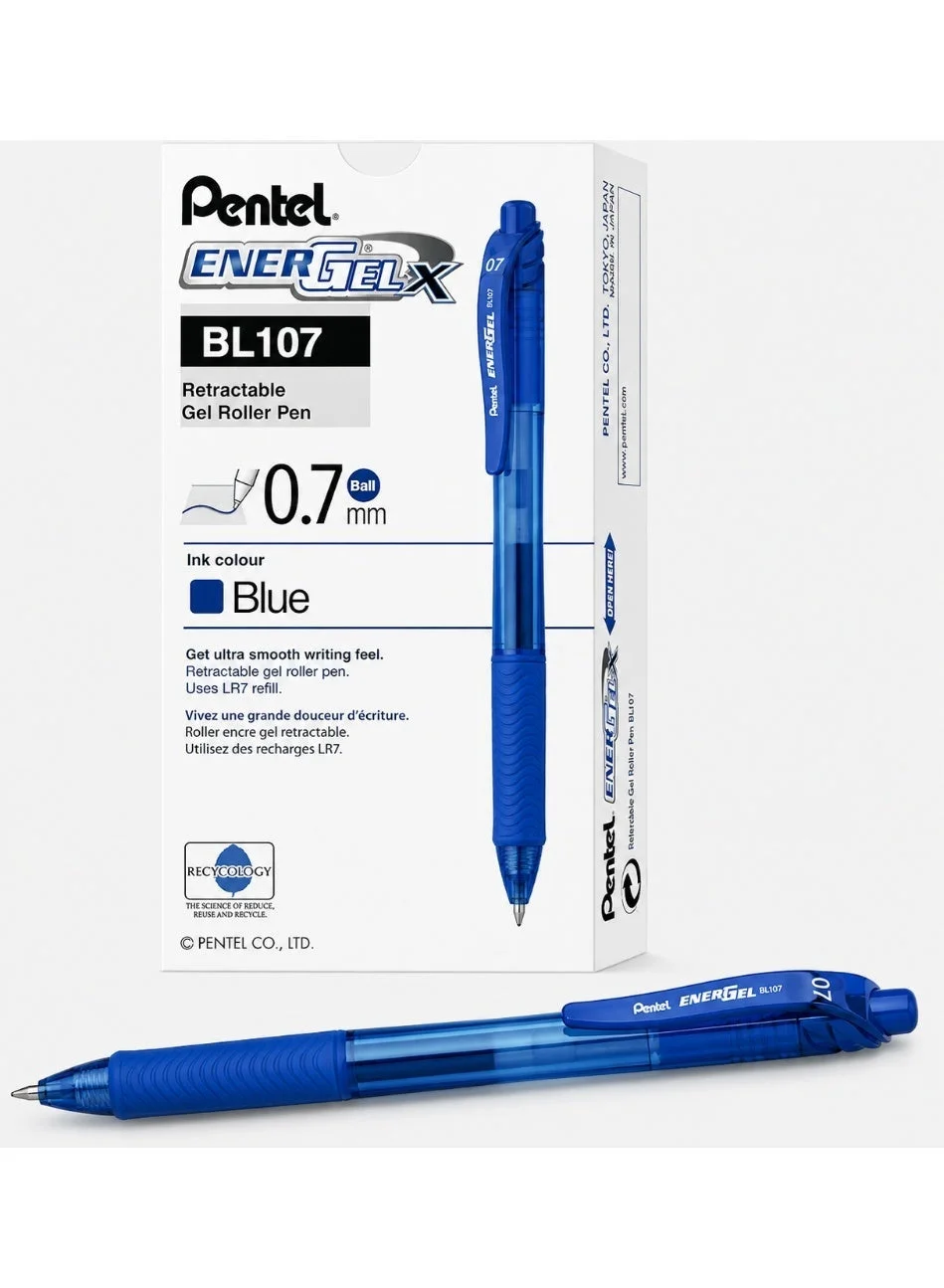 Premium Gel Ink Pen Set with Metal Tip for Smooth Writing (Blue Ink, 12 Pack, 0.7 mm) r59j8
