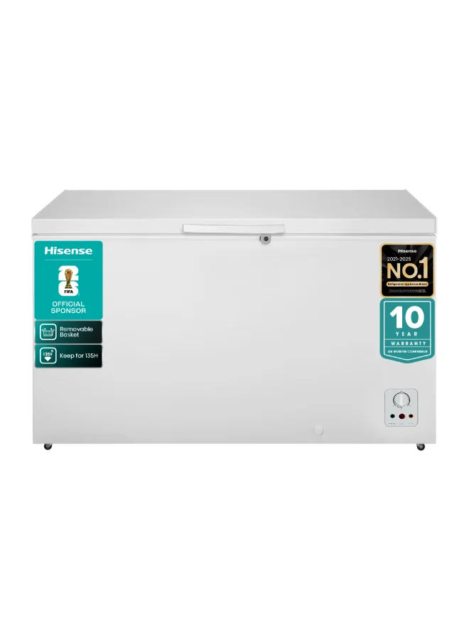 Premium Chest Freezer 420L Net Capacity with LED Lighting and Mechanical Temperature Control (White, 420L) 2nb9m