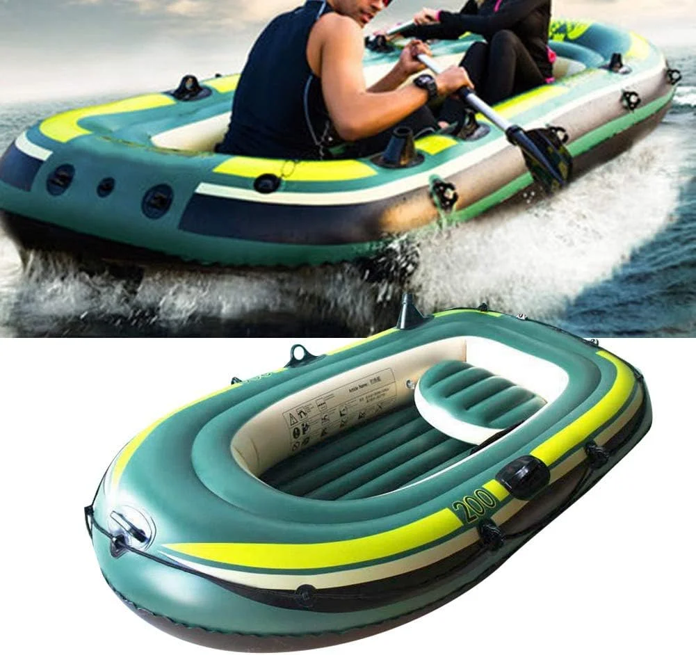 Woobles Inflatable Fishing Kayak Boat Premium PVC Rowing Raft for Lake and Pool (Yellow, 1 Person) q5m7v