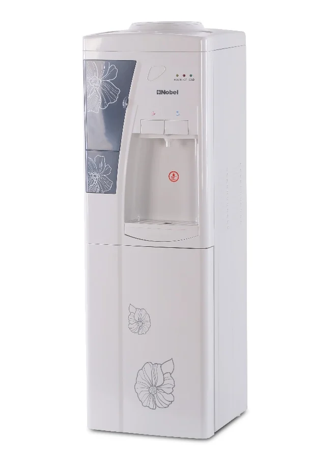 Nobel Freestanding Top-Loading Water Dispenser with Storage Cabinet (Hot & Cold, 550W, White) urb4y