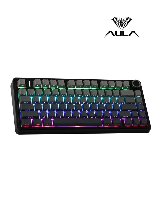 AULA F75 75% Mechanical Gaming Keyboard, Wireless Gasket Mount with Hot-Swappable Switches, RGB Backlit, Bluetooth/2.4GHz/USB-C (Black Gradient) jn9xu