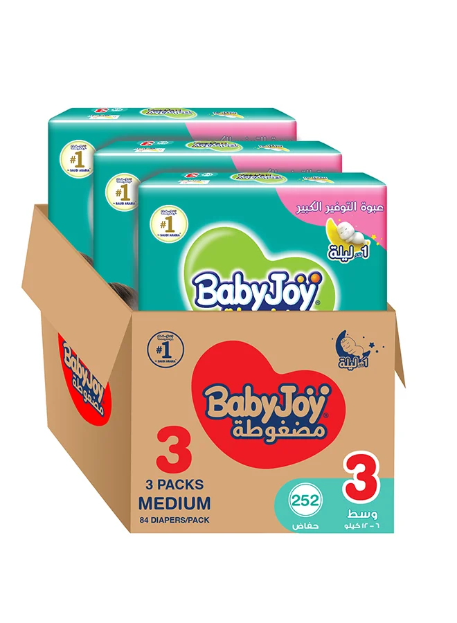 BabyJoy Compressed Diamond Pad Diapers Size 3 Medium (6-12 kg, 252 Count) Premium Absorbent Baby Care vm89v
