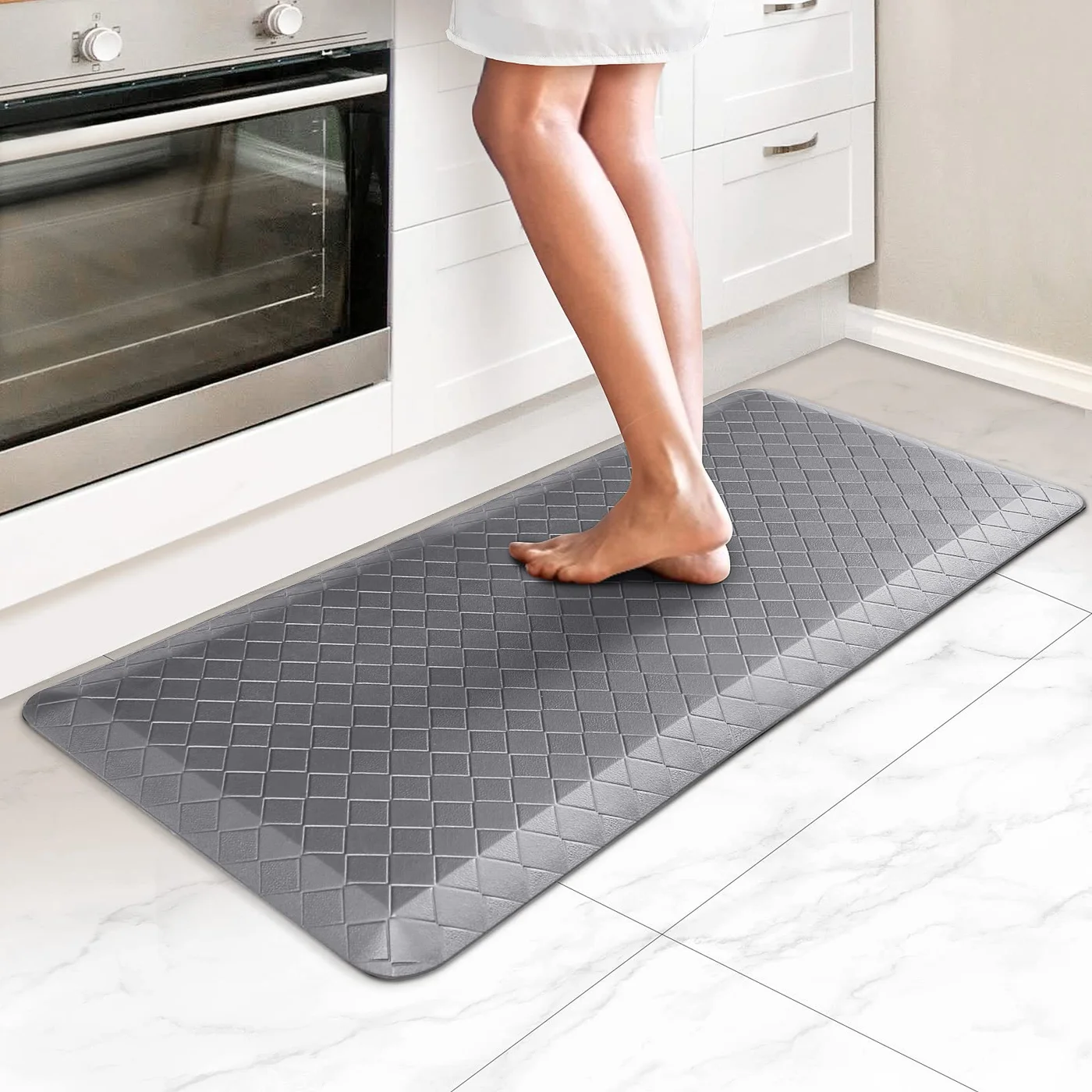HappyTrends Ergonomic Comfort Floor Mat Heavy Duty Waterproof Non-Slip Rug for Kitchen and Office (Gray, 440 cm x 99 cm) z88mk