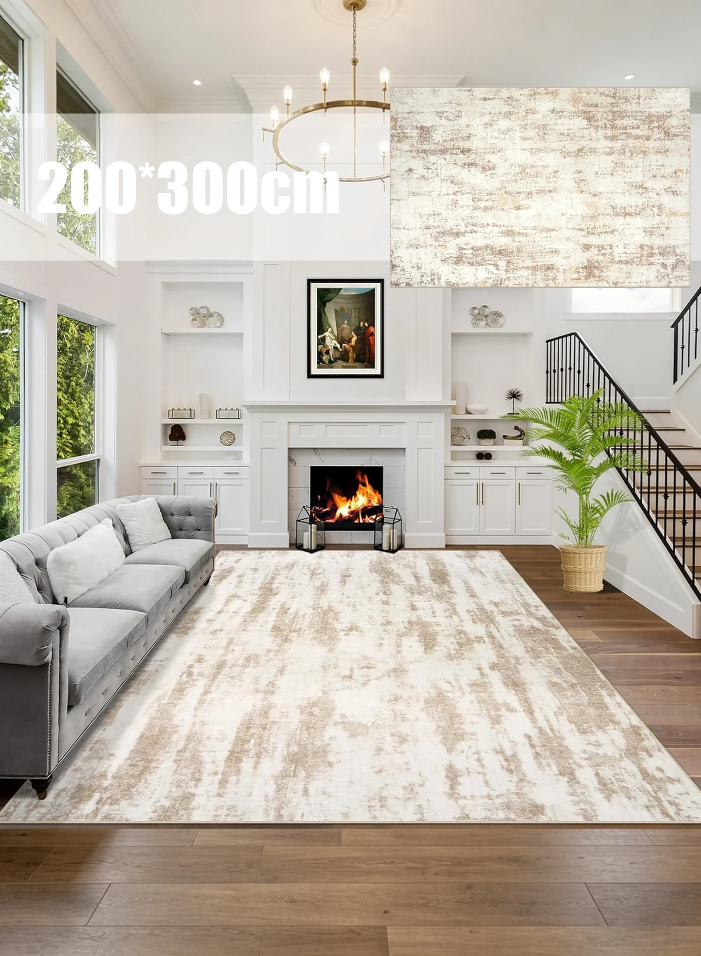 TAPIT Modern Abstract Area Rug Washable Soft Non-Slip Indoor Floor Carpet for Living Room Bedroom and Home Office (200x300cm) y78h4