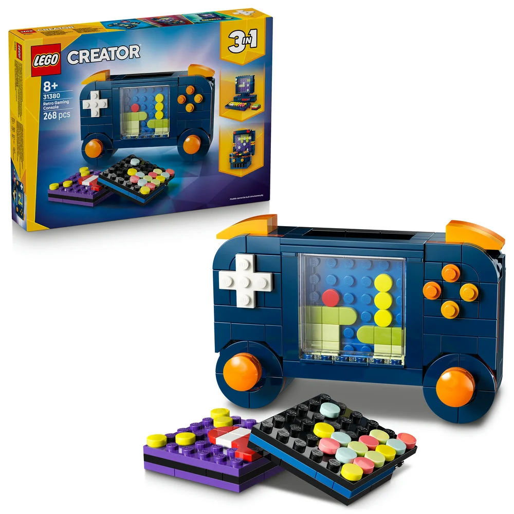 Building Blocks 3in1 Retro Gaming Console Construction Set (268 Pieces, Kids Educational Toy) shnso