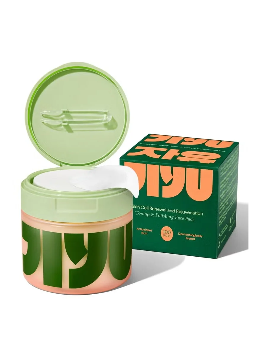 Jiyu Toning and Brightening Face Pads for Skin Renewal and Rejuvenation (100 Pads) krmi5